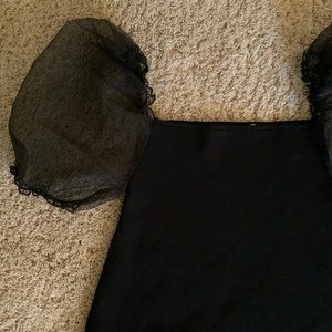 puff sleeve knit mini dress